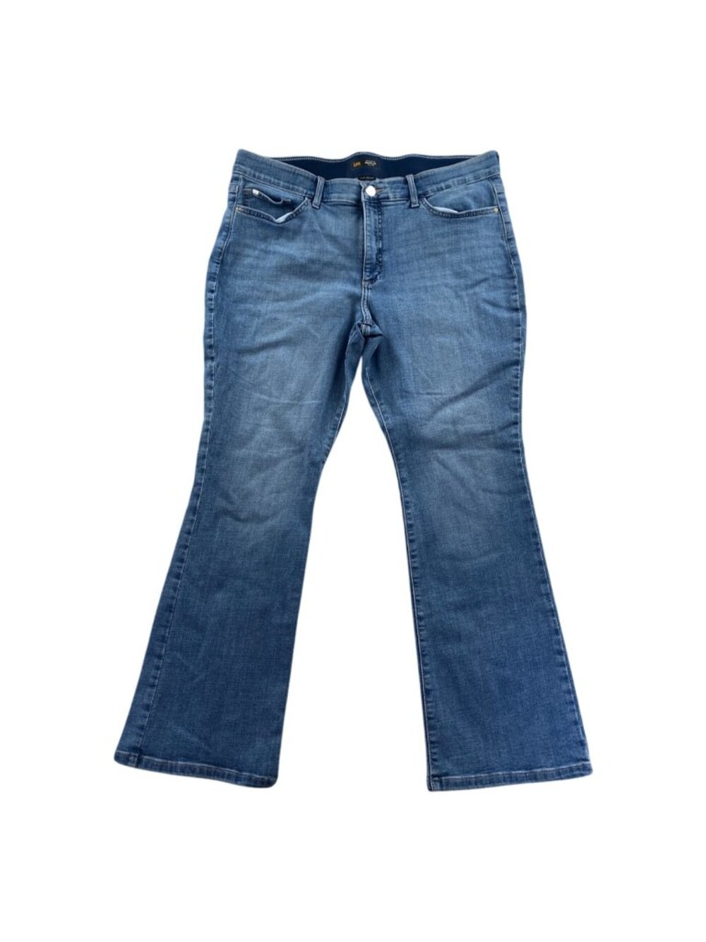 Lee  Bootcut Jeans Womens 18 Short Blue Denim Mid Rise Flex Motion Stretch